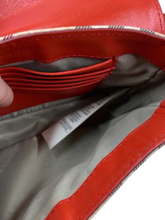 Burberry Red Leather & Signature Check Tassel Crossbody - Picture 9 of 11